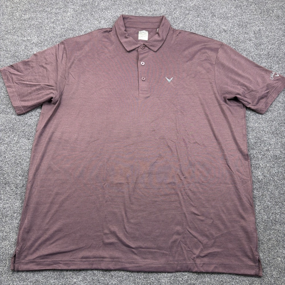 Callaway Polo Shirt Opti Dry  Performance Golf Shirt Size 2XL Maroon Mens